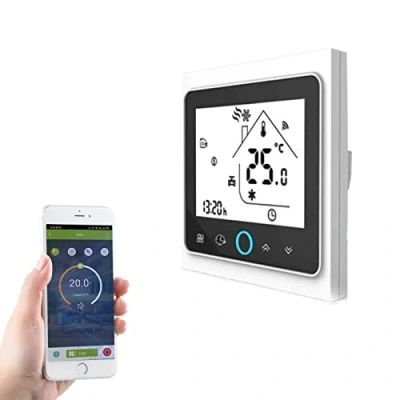Immagine di Qiumi Termostato WiFi per riscaldamento di caldaie a gas/acqua funziona con Amazon Alexa Google Home IFTTT Dry Contact 5A 95 240V