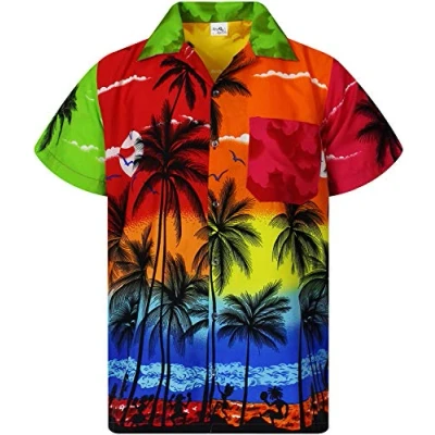 Immagine di King Kameha Funky Camicia Hawaiana, Manica Corta, Beach, Colori Misti Casuali, 4XL