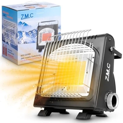 Immagine di Z.M.C riscaldatore a gas portatile 2 in 1 e fornello gas, riscaldamento da campeggio multifunzionale ceramica, 1,7 kW, per esterni interni, mobile con accensione