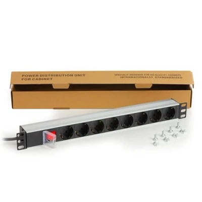 Immagine di Link LKMP08S Multipresa da Rack 19&quot;, 8 Prese SCHUKO con Interruttore Spina 16A ELETTE REVERSIBILI 180