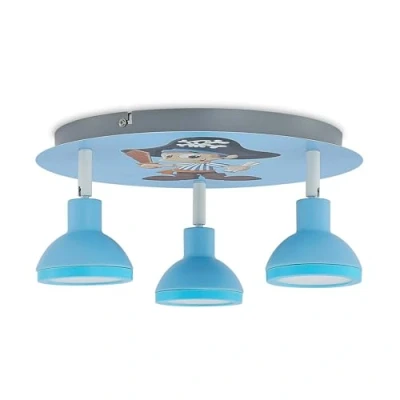 Immagine di plafoniera &#039;Roxas&#039; dimmerabile colore Blu, in Metallo ad es. Cameretta (3 luci, GU10, lampadina inclusa) di Lindby per bambini, plafoniera, lampada