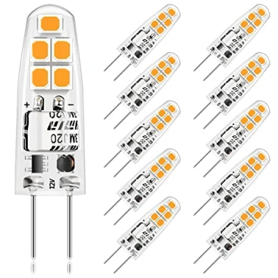 Immagine di Anmossi Lampadine LED G4,2W G4 Lampada,Equivalente a 20W Lampada Alogena,AC/DC 12V,3000K Bianco Caldo,200Lm,Nessun Sfarfallio,Non Dimmerabile,G4 Lampadina Risparmio Energetico,10 Pezzi
