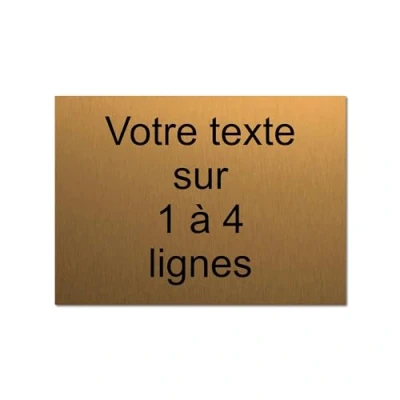 Immagine di Targhetta incisa personalizzata 1 a 4 righe, 19,5 x 14 cm, autoadesiva, oro spazzolato