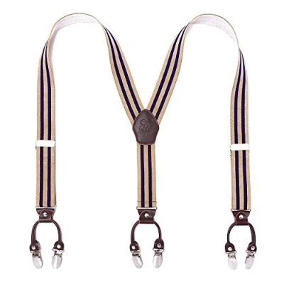 Immagine di KANGDAI Robusto Uomini Braces 6 Fibbie Y Indietro 10 colori Suspendenti regolabili elastici durevoli Forti clip metalliche (Blu)