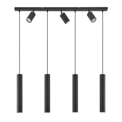 Immagine di lampada a sospensione &#039;Sanad&#039; dimmerabile (Moderno) colore Nero, in Metallo ad es. Soggiorno &amp; Sala da pranzo (7 luci, GU10) di Lindby sospensione, soffitto,