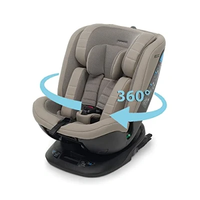 Immagine di Foppapedretti Seggiolino Auto Clock I Size, Seduta Girevole a 360, per bambini da 40 150 cm di altezza, 0 12 anni, conforme ECE R129, Fissaggio Dualfix (Isofix e non), Safe Body Protection, Desert
