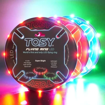 Immagine di TOSY Flying Ring 16 milioni di colori RGB o 12 LED, luminoso, modalità smarrimento, accensione automatica, impermeabile, frisbee leggero, regalo compleanno e Natale per ragazzo/ragazza/bambino