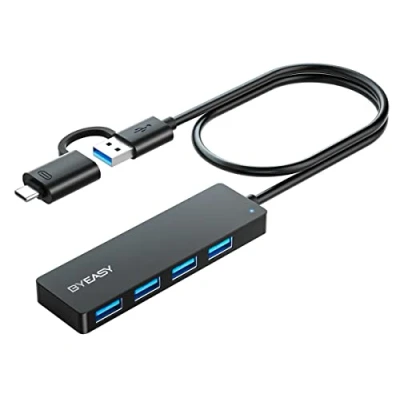 Immagine di BYEASY HUB USB 3.0/ Type C con 4 porte e cavo da 23.6inch, ultra sottile Sdoppiatore USB/Type per MacBook, Mac Pro/Mini, PS4, Surface Pro, XPS, PC, Trasmissione Dati Alta velocità 5 Gbps