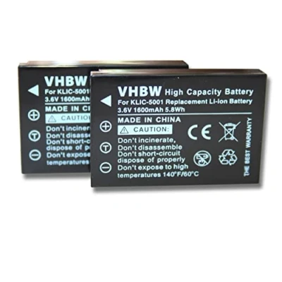 Immagine di 2 Batterie vhbw compatibile con Kodak Easyshare DX3600 DX6490 DX7440 DX7590 DX7630 P712 P850 P880 Z7590 Z730 Z760, etc. sostituisce Klic 5001, DB L50, BP 243. 1600mAh