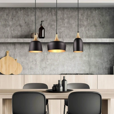 Immagine di Trio Lampada a sospensione di design Chiraz, colore nero, 3 luci, 310500332