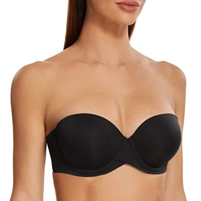 Immagine di MELENECA Donna Push Up Reggiseno Senza Spalline Invisibile con Ferretto Schwarz 2C