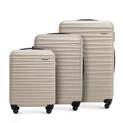Immagine di WITTCHEN GROOVE Line Set di 3 Valigie (S+M+L) Rigido in ABS 4 Ruote Serratura a Combinazione Manico Telescopico Beige
