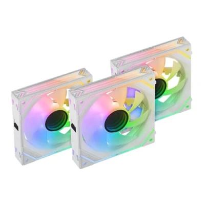 Immagine di MARSGAMING Mars Gaming MF LINKFINITYKIT Bianco, Kit 3X Ventole Modulari PWM 120mm, Sistema di Connessione LINKFINITY, Illuminazione Infinity Mirror ARGB 360 e Controller ARGB, Ultra Silenzioso 12dB