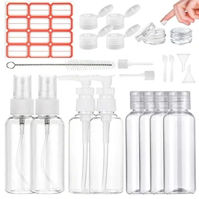 Immagine di 21 Pezzi Bottigliette da Viaggio Set, 100 ML Portatile Bottiglie di Viaggio, Trasparenti Spray Set Kit Viaggi per Lozioni Liquide Creme