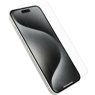 Immagine di Otterbox Pellicola protettiva in Vetro temperato Premium per iPhone 15 Pro Max con trattamento antimicrobico, Protezione a rotture avanzata, graffi e cadute da 0.9m, Senza Retail Package