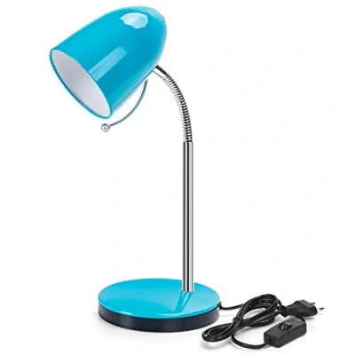 Immagine di Aigostar Lampada da Scrivania Vintage Blu, Tavolo Led in Compatibile con Lampadine a Modello E27,Lampadina non inclusa,Max.11W,Con Metallo Braccio Regolabile, Adatto alla Lettura,Lavoro