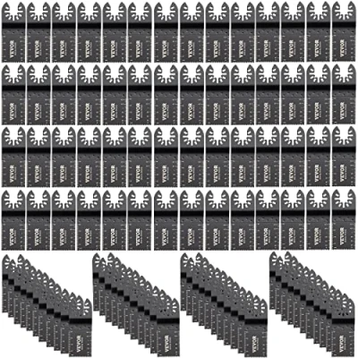 Immagine di VEVOR Set di Lame Oscillanti 100 Pezzi in HCS per Utensile Multifunzione Taglio Legno Metallo, Kit Totale Sostituibili Metallo Plastica con Scala