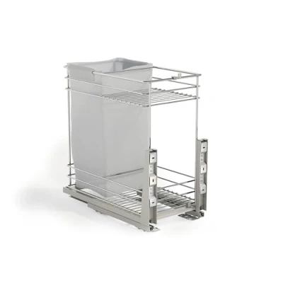 Immagine di Emuca carrello estraibile Supra, con cestelli e del pane, fissaggio inferiore, chiusura softt, per moduli di cucina 300mm, Acciaio, Cromato