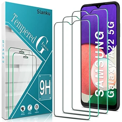 Immagine di Slanku [3 Pezzi Pellicola Vetro Temperato per Samsung Galaxy A22 5G, A22s Protettiva, Anti Graffio, Impronte, Durezza 9H