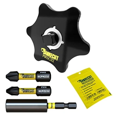 Immagine di 4 pezzi SabreCut MRSC02K1 DualDrive Square Drive Thumb Mini Micro Cricchetto 1/4&quot; Professional 36 Denti Gear Finger Ratchet con 32mm PH2 PZ2 cacciavite Impact Bit e un magnetico 60mm Holder