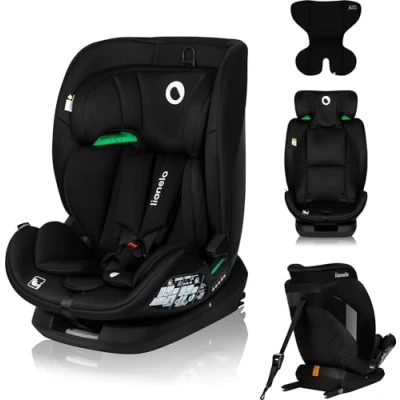 Immagine di LIONELO LAVENDER I Size Seggiolino auto per bambini da 76 a 150 cm Gropup 1 2 3 Installazione con ISOFIX o cintura Poggiatesta e Schienale regolabili, l&#039;Ultimo norma R129 (Nero, SIZE)