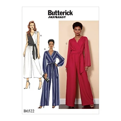 Immagine di Butterick Patterns 6522 B5 Cartamodello per Tuta e Fascia da Donna, Tessuto, Multicolore, 17.00 x 0.5 22.00 cm
