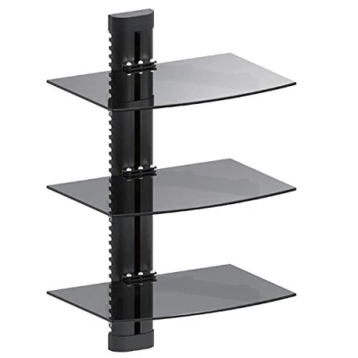 Immagine di Maclean MC 664 Supporto Dvd da Parete Tripla Mensola in Vetro Scaffale Muro Console PS3 PS4 Xbox