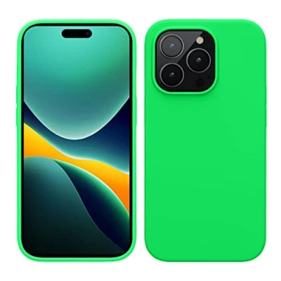 Immagine di kwmobile Cover per Apple iPhone 14 Pro Custodia Back Case Caricatore Wireless Antiurto e Flessibile in Silicone TPU verde fluorescente