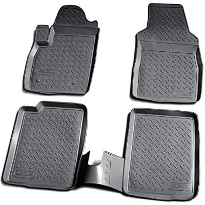 Immagine di Recambo Tappetini in gomma 3D compatibili con Fiat Panda, Tipo 169, anno di costruzione 2003 2012, su misura, bordo, colore nero