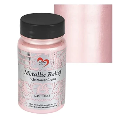 Immagine di Ideen mit Herz Crema per stencil in rilievo metallizzato, pasta strutturale fine, colore stencil, 90 ml, a base d&#039;acqua (rosa pastello)