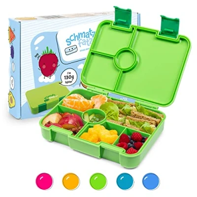 Immagine di schmatzfatz Lite Contenitore per il pranzo, bambini, con scomparti, senza BPA, ragazze e ragazzi, perfetto scuola, asilo gite, colore verde