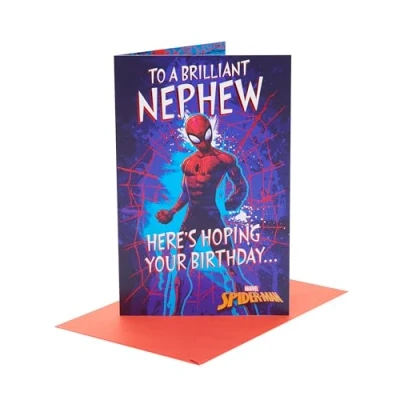 Immagine di UK Greetings Marvel Spider Man Biglietto di compleanno per nipote, design audace