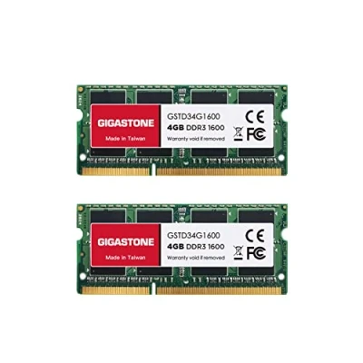 Immagine di [RAM DDR3] Gigastone Computer portatile RAM 8GB (2x4GB) DDR3 1600MHz PC3 12800 Unbuffered Non ECC 1.35V CL11 SODIMM di Memoria 204 Pin Ideale per Laptop (SOLO Laptop)