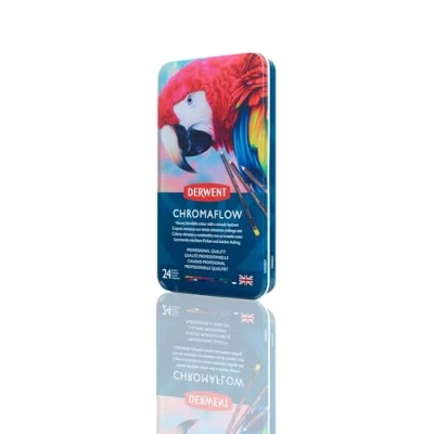 Immagine di Derwent Chromaflow Set di 24 Matite con Corpo Rotondo da 3,5 mm, Nucleo Cremoso e Sfumabile, Adatto per Disegnare, Colorare Stratificare