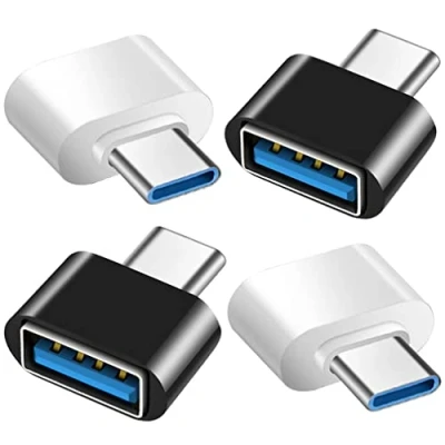 Immagine di Adattatore USB C a (4 Pezzi), 3.0 OTG, Femmina Maschio Compatibile con MacBook Pro, Samsung Galaxy, Telefoni di Tipo C, Tablet e Altro (Nero Bianco)