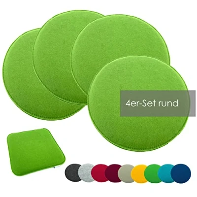 Immagine di heimtexland ® Set di 4 cuscini per sedia, in feltro, tipo 631, 35 cm, rotondi, colore petrolio