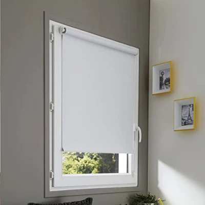 Immagine di madecostore Tenda avvolgibile Oscurante, Senza forare, Colore Bianco, Larghezza 56 x Altezza 170 cm
