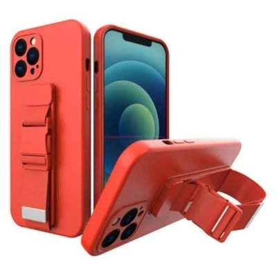 Immagine di Custodia in gel con cordino per iPhone 12 Pro Max rosso catena e borsa