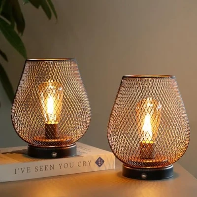 Immagine di JHY DESIGN Lampada da tavolo touch dimmerabile Set di 2 lampade a batteria ricaricabili con lampadina LED Luce d&#039;accento senza fili per matrimoni, feste in patio, interni ed esterni (uovo bronzo)