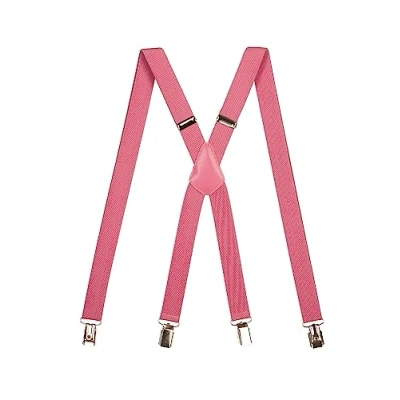 Immagine di Olata Bretelle Sottili a Forma di X, Unisex, Regolabili, Elastiche, con Clip in Metallo, 2,5 cm. Rosa Chiaro