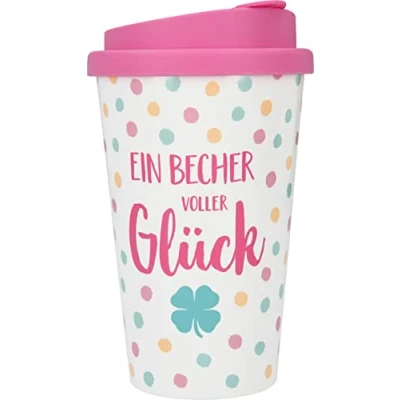 Immagine di Depesche 2180 056 To Go in Plastica con Scritta, 350 Ml, Riutilizzabile, Una Tazza Piena di Felicità, Multicolore, 10271603