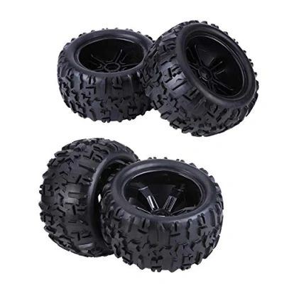Immagine di Dilwe Pneumatici per Camion RC, 4 Pezzi in Gomma e Mozzi Plastica Accessori Cerchi Auto 1/8 RC
