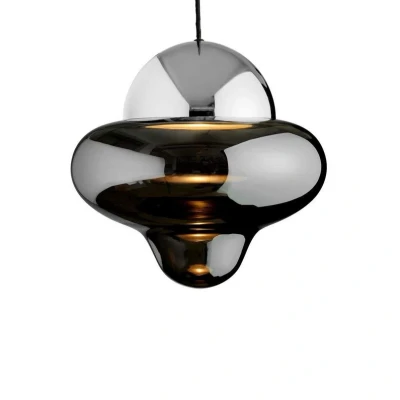 Immagine di DESIGN BY US Lampada a sospensione LED Nutty XL, grigio fumo/cromo, Ø 30 cm