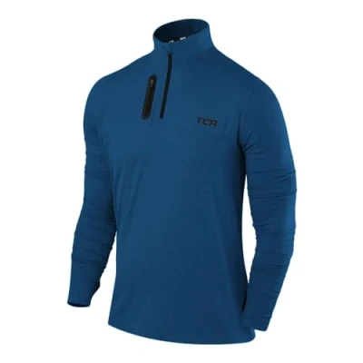 Immagine di TCA Maglia Termica Uomo Fusion PRO da Corsa con Maniche Lunghe e Zip Tecnologia Quickdry Blu Scuro/Blu Scuro, XL