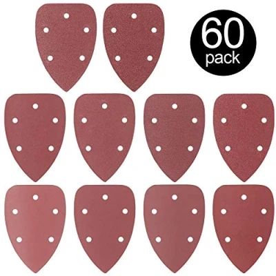 Immagine di Rustark 60 pezzi di carta vetrata per dettagli del mouse velcro, diversi tipi 40/60/80/100/120/180/240/320/400/800 mouse, set fogli abrasivi, ganci e loop