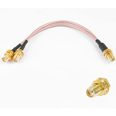 Immagine di Vecys Cavo Sdoppiatore SMA Femmina a Doppio Connettore Coassiale Splitter 3 vie V Type RG316 6&quot;/15CM per 2G 3G 4G LTE Antenna Router Gateway Modem MiFi Mobile Hotspot