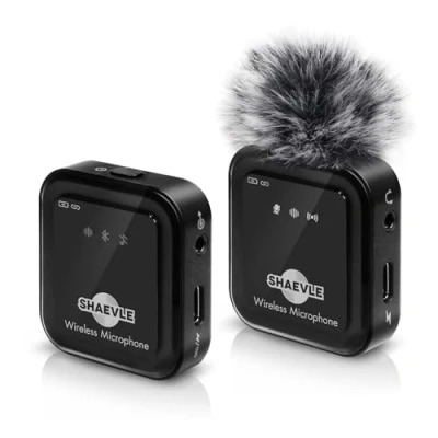 Immagine di microfono lavalier wireless con monitoraggio in tempo reale/pubblico, aggancio audio, accompagnamento, riverbero, muto, cancellazione del rumore, mini Bluetooth clip per iPhone, iPad,