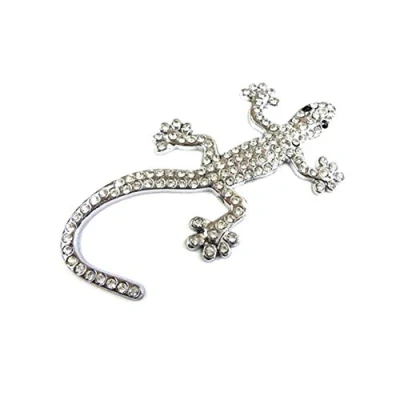 Immagine di 1pcs emblema distintivo in metallo per auto 3D geco strass baule logo autoadesivo adesivo decal la maggior parte delle (Argento)