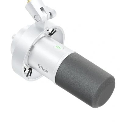 Immagine di FIFINE XLR/USB Dynamic Microphone for Podcast, Vocal Recording, PC with Mute Switch, Headphone Jack, Gain Control, Studio Streaming, Voice Over, Music Singing K688 White