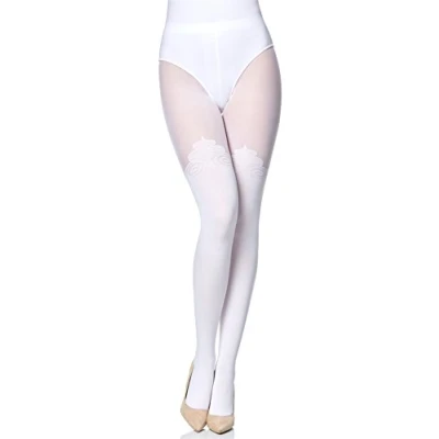 Immagine di Merry Style Collant Donna con Effetto Ottico Calze Overknee Fantasia MS 389 60 DEN (Bianco, S)